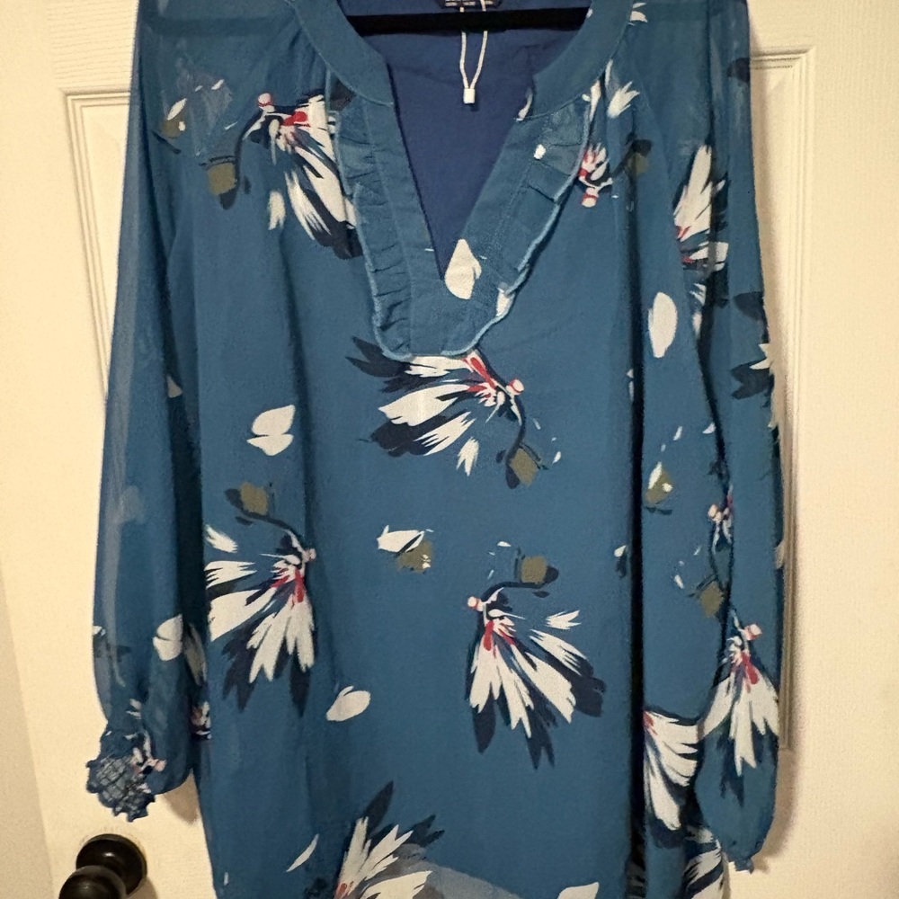 BloomChic Blue Sheer Top